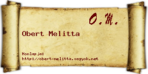 Obert Melitta névjegykártya